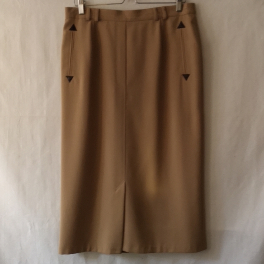 Eugene Klein Germany part-Wool Pencil Skirt 42 Tan